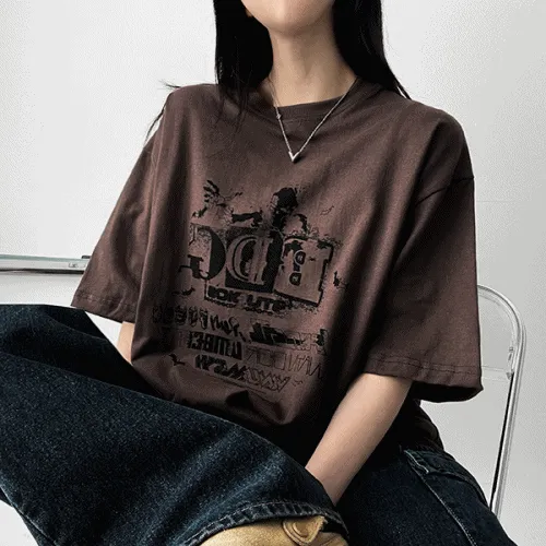 ラウンドネックオーバーサイズボクシー半袖Tシャツ | hijjoo | 詳細画像1