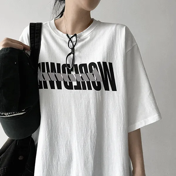 半袖ラウンドネックボクシープリントTシャツ | hijjoo | 詳細画像1