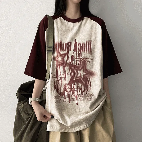 ラグラン半袖配色Tシャツ | hijjoo | 詳細画像1