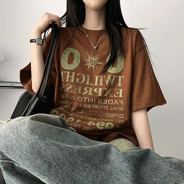 半袖ボクシーラウンドネックプリントTシャツ | hijjoo | 詳細画像1