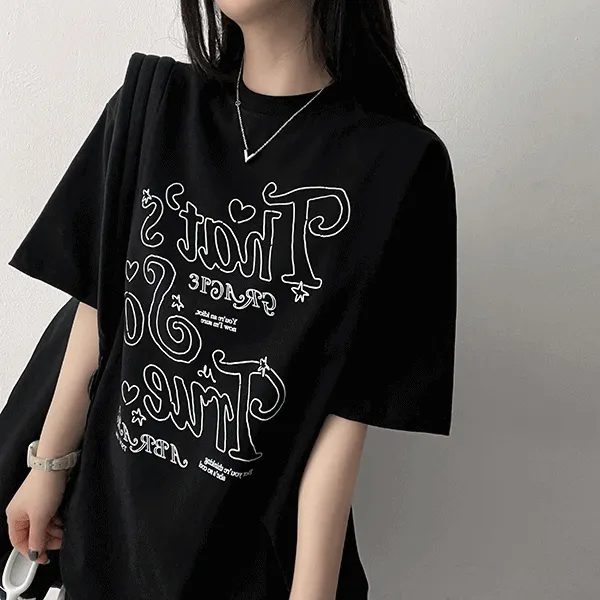 半袖ラウンドネックボクシープリントTシャツ | hijjoo | 詳細画像1