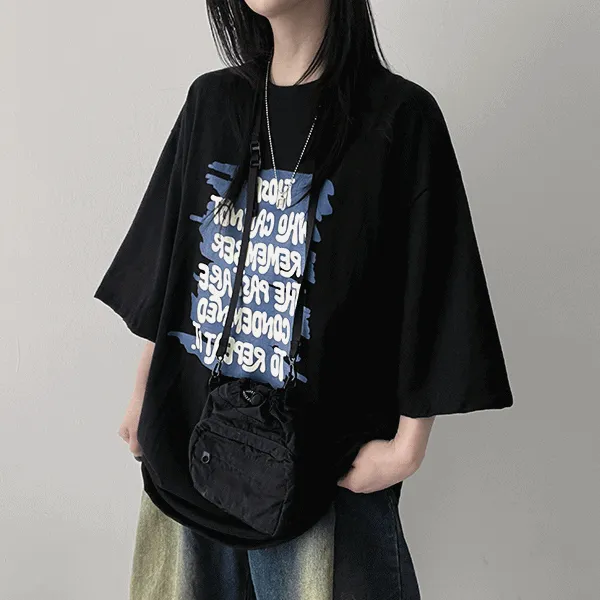 半袖ボクシーラウンドネックプリントTシャツ | hijjoo | 詳細画像1