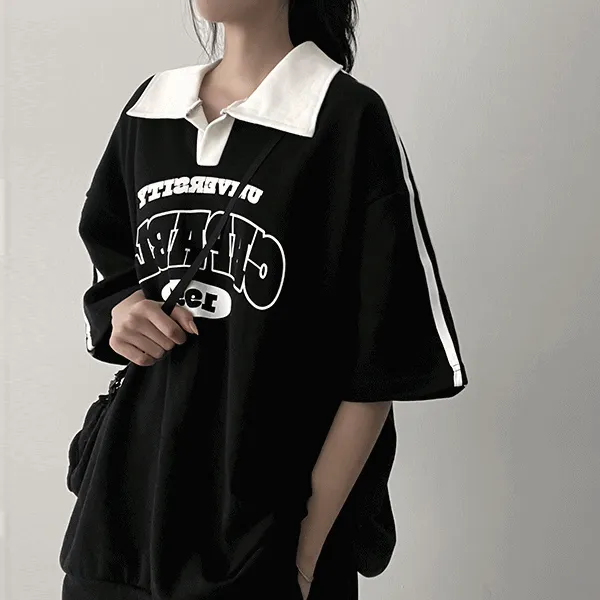 カラー半袖トラックボクシーロゴ配色Tシャツ | hijjoo | 詳細画像1