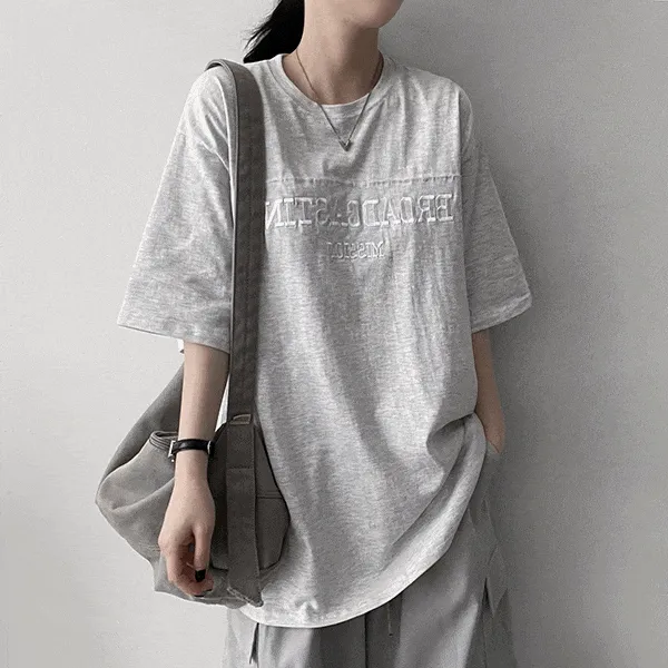 ボクシー刺繍半袖Tシャツ | hijjoo | 詳細画像1