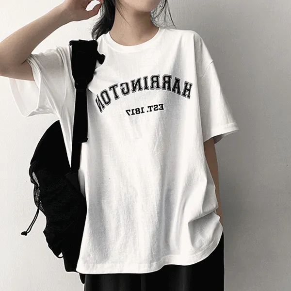 半袖ボクシーラウンドネックロゴTシャツ | hijjoo | 詳細画像1