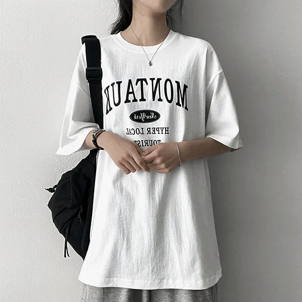 半袖ラウンドネックボクシーレタリングTシャツ | hijjoo | 詳細画像1