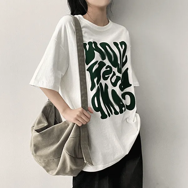 ラウンドネックボクシー半袖プリントTシャツ | hijjoo | 詳細画像1