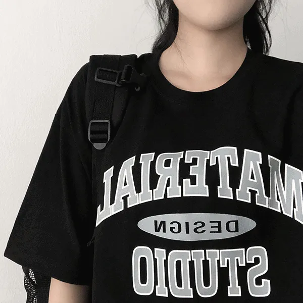 半袖ラウンドネックボクシーロゴTシャツ | hijjoo | 詳細画像1