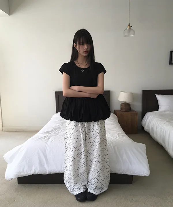 コットンウエストゴムワイドパンツ | anyonemore | 詳細画像1