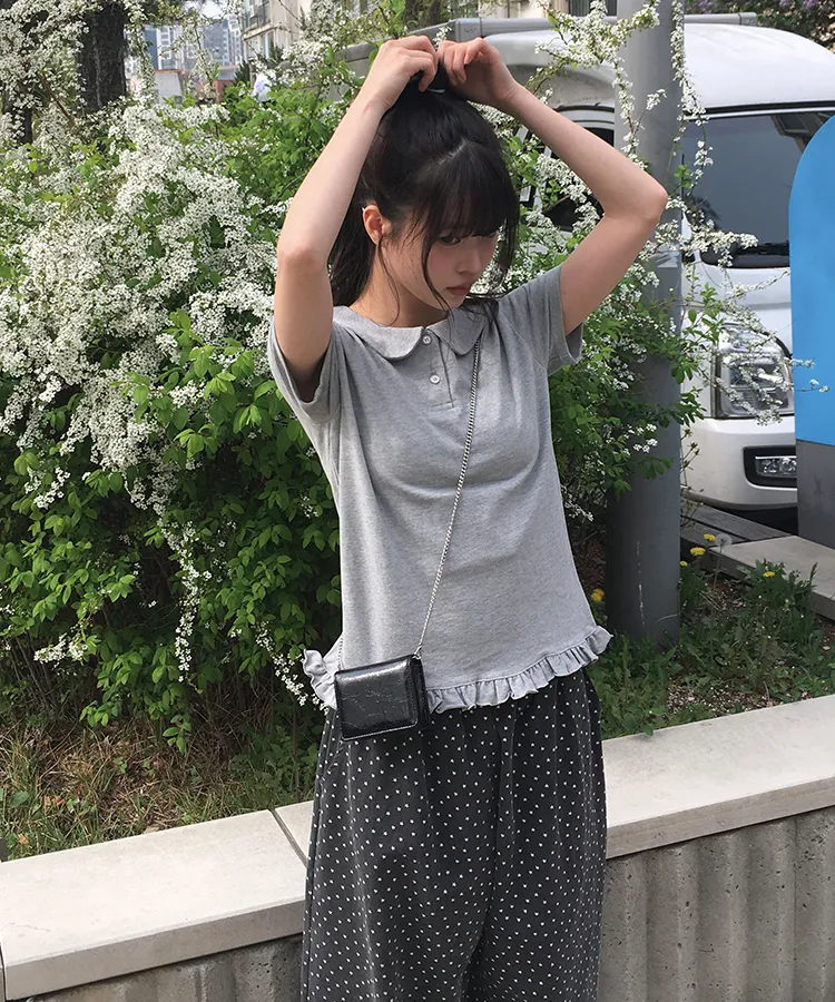 コットンカラーフリルTシャツ | anyonemore | 詳細画像1