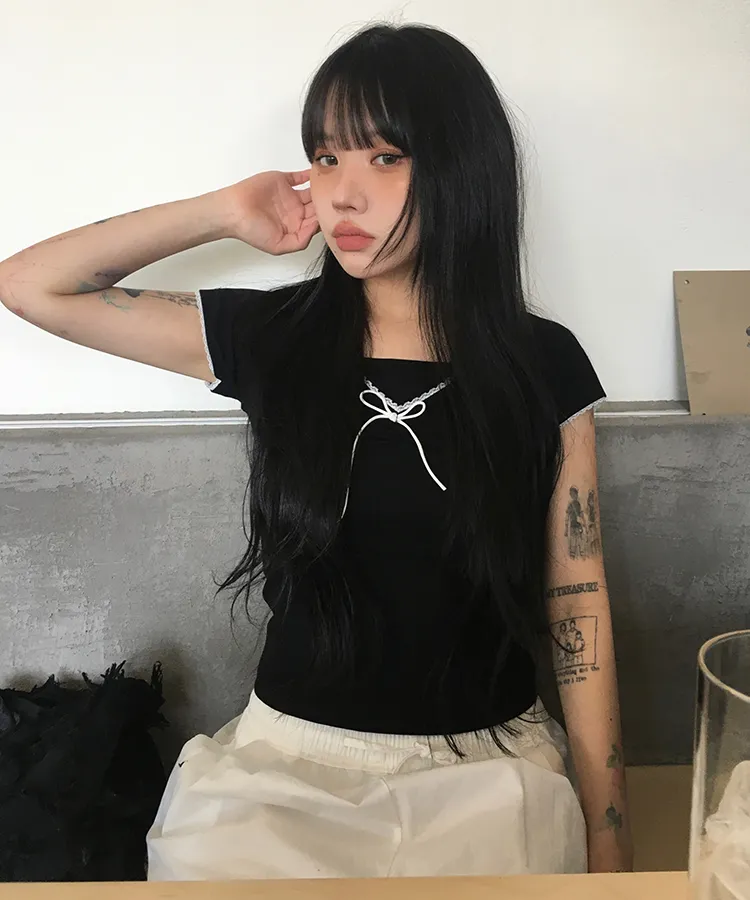 半袖スリムギャザーTシャツ | anyonemore | 詳細画像1