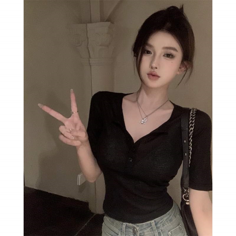シースルーボタン半袖Tシャツ | 詳細画像6