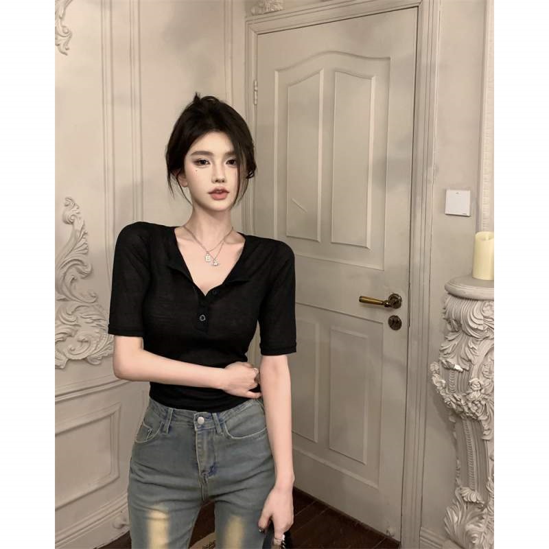 シースルーボタン半袖Tシャツ | 詳細画像10
