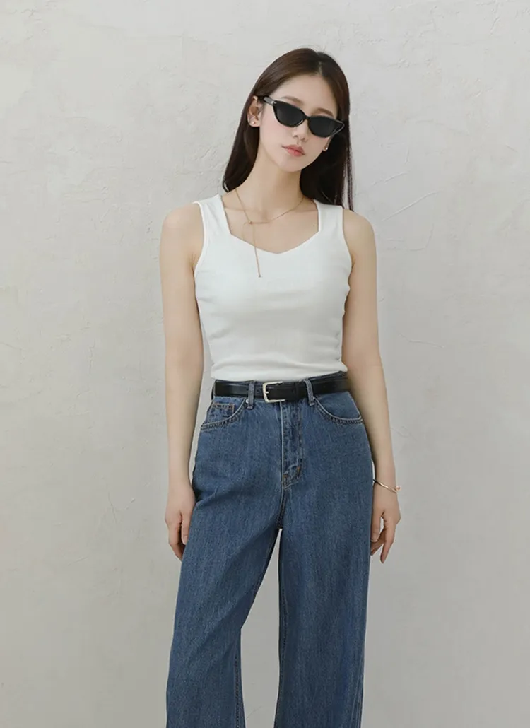 リブスクエアネック無地ノースリーブ | arima | 詳細画像1