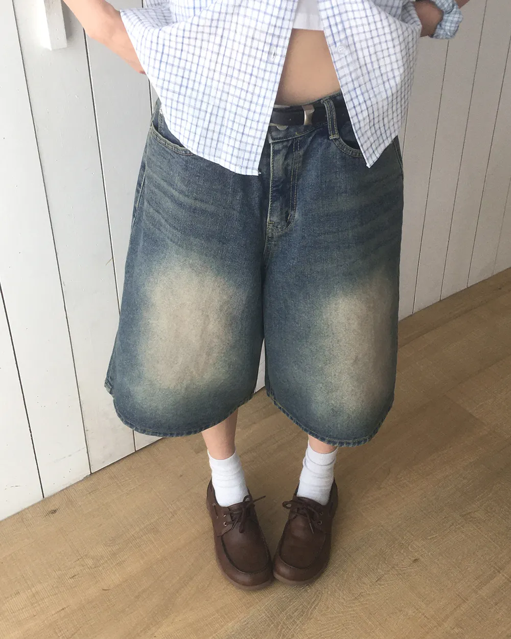 バミューダウォッシングワイドショートデニムパンツ | WONDERWONDER | 詳細画像1