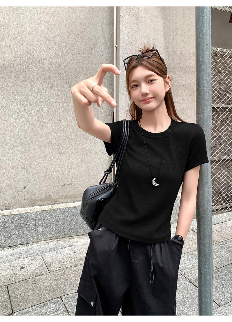 リブラウンドネック半袖Tシャツ | 詳細画像9