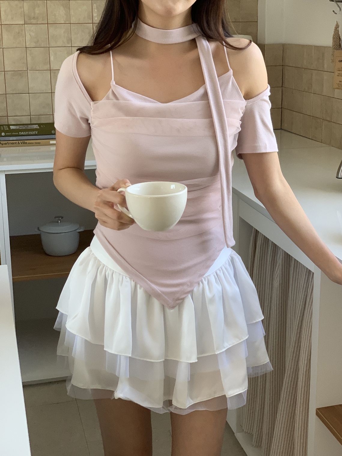 スカーフ付アンバランスネック半袖Tシャツ | 詳細画像10