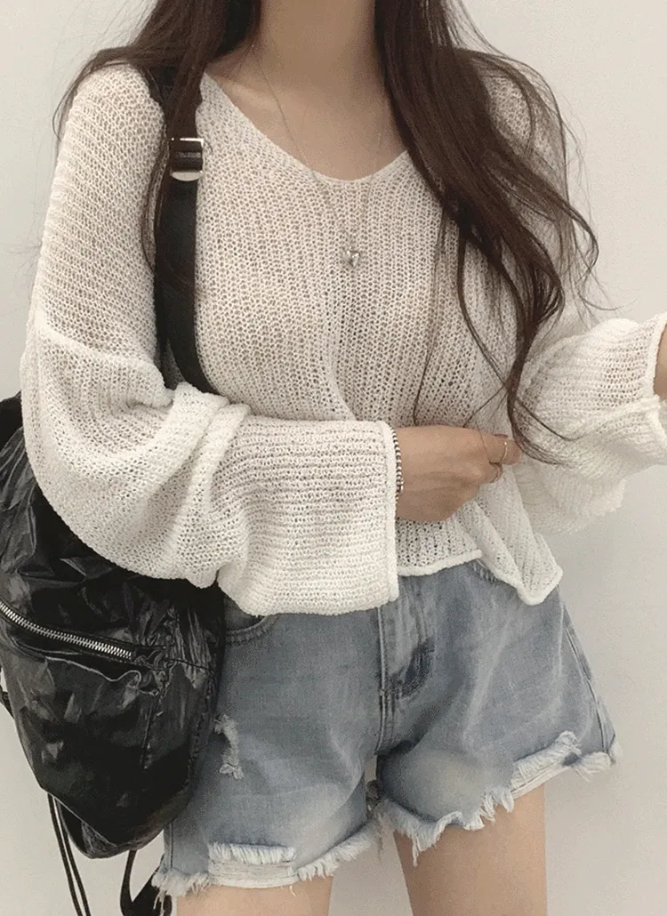 クールクロップドルーズ長袖ニット | withhuilin | 詳細画像1