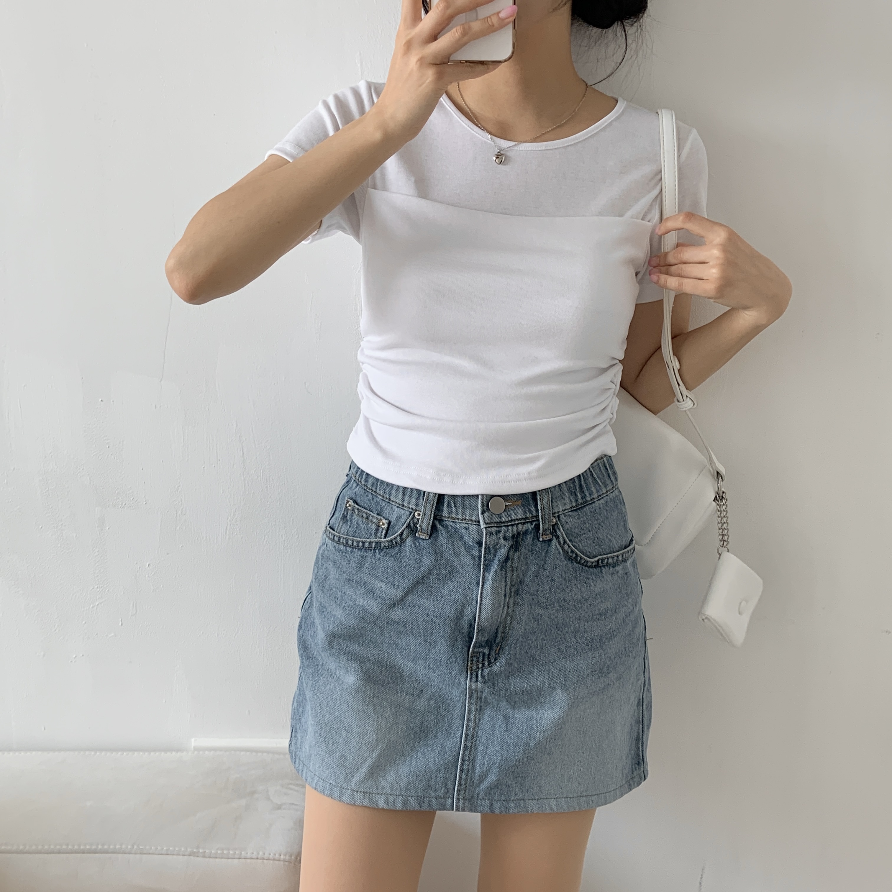 ラウンドネックレイヤード風半袖Tシャツ | 詳細画像6
