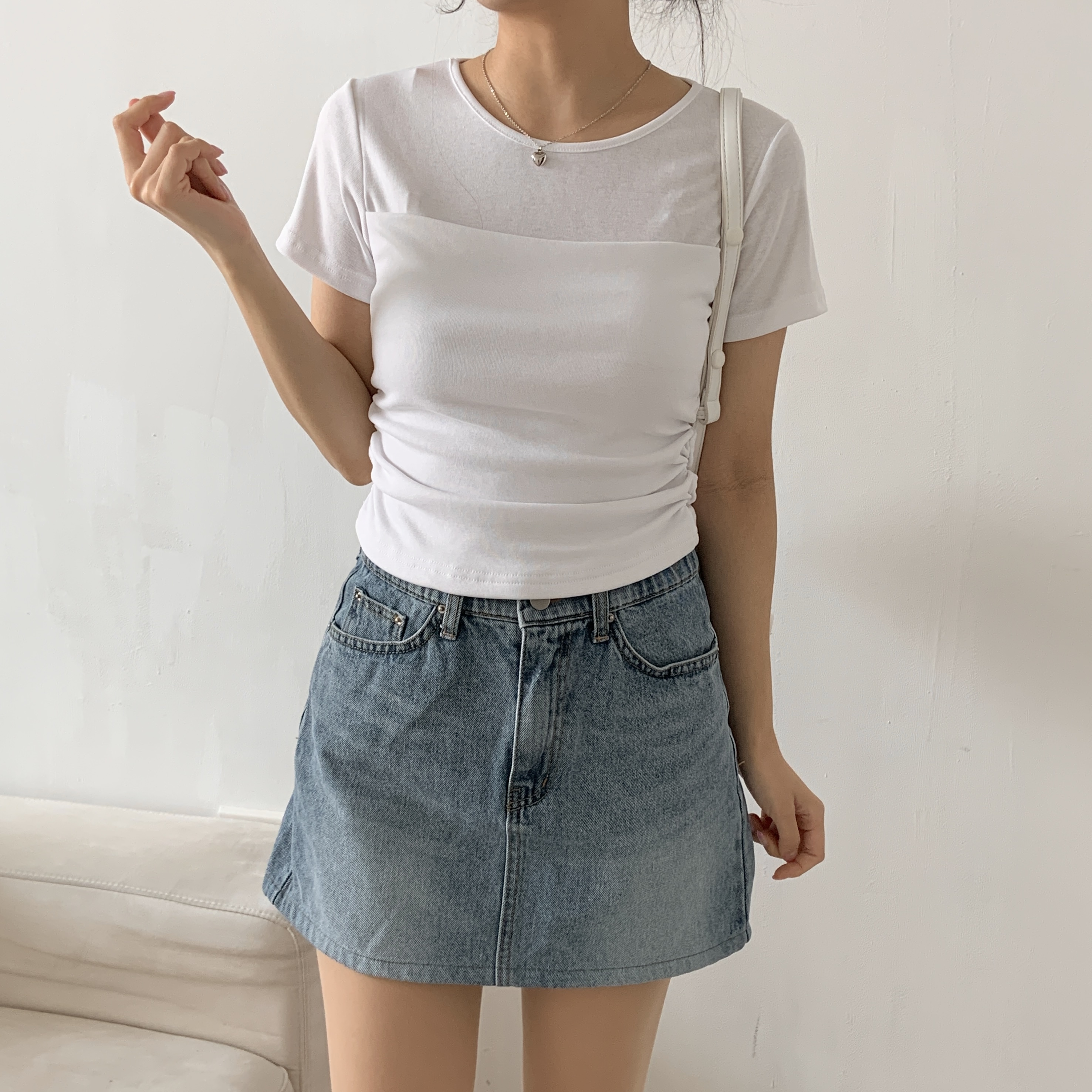 ラウンドネックレイヤード風半袖Tシャツ | 詳細画像7