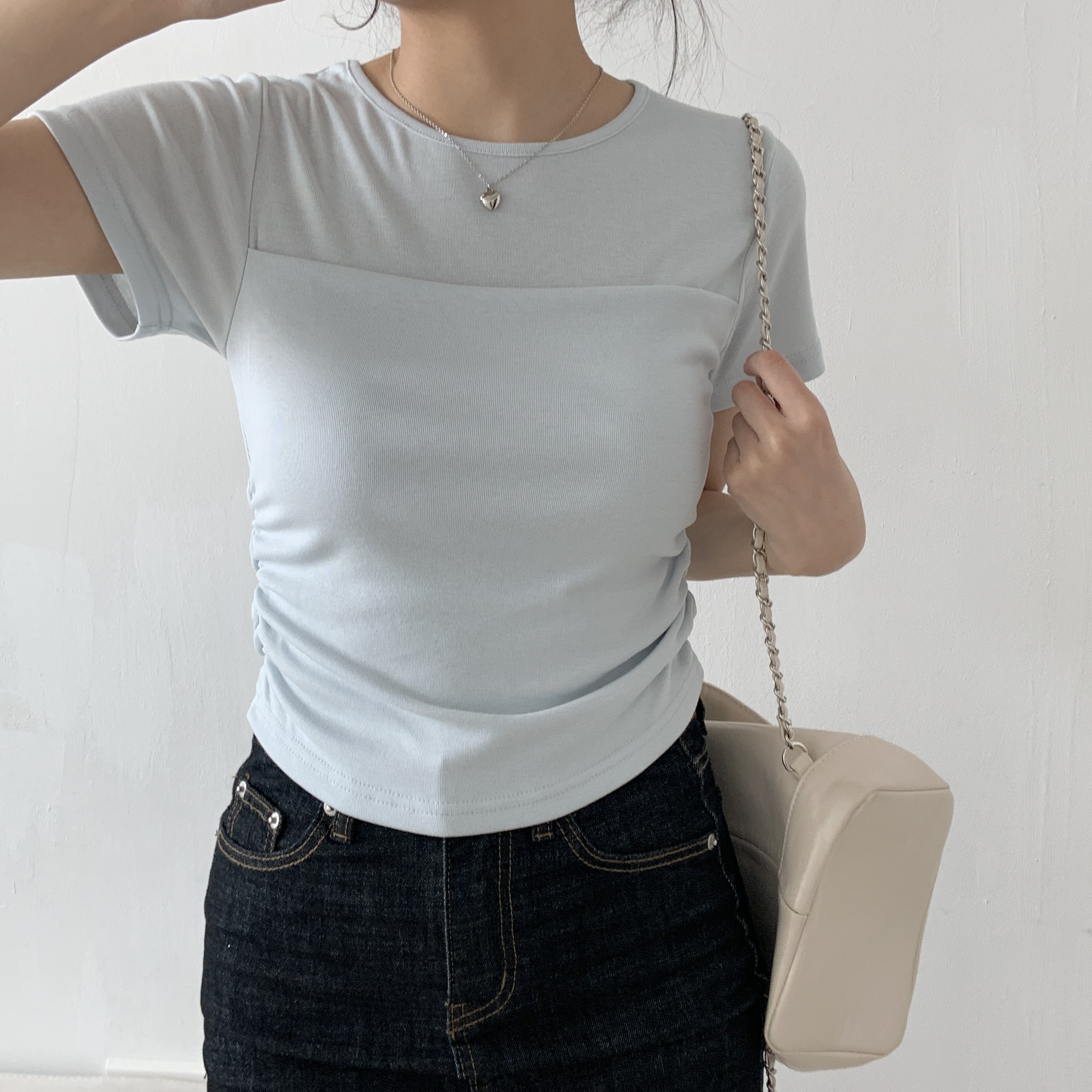ラウンドネックレイヤード風半袖Tシャツ | 詳細画像11