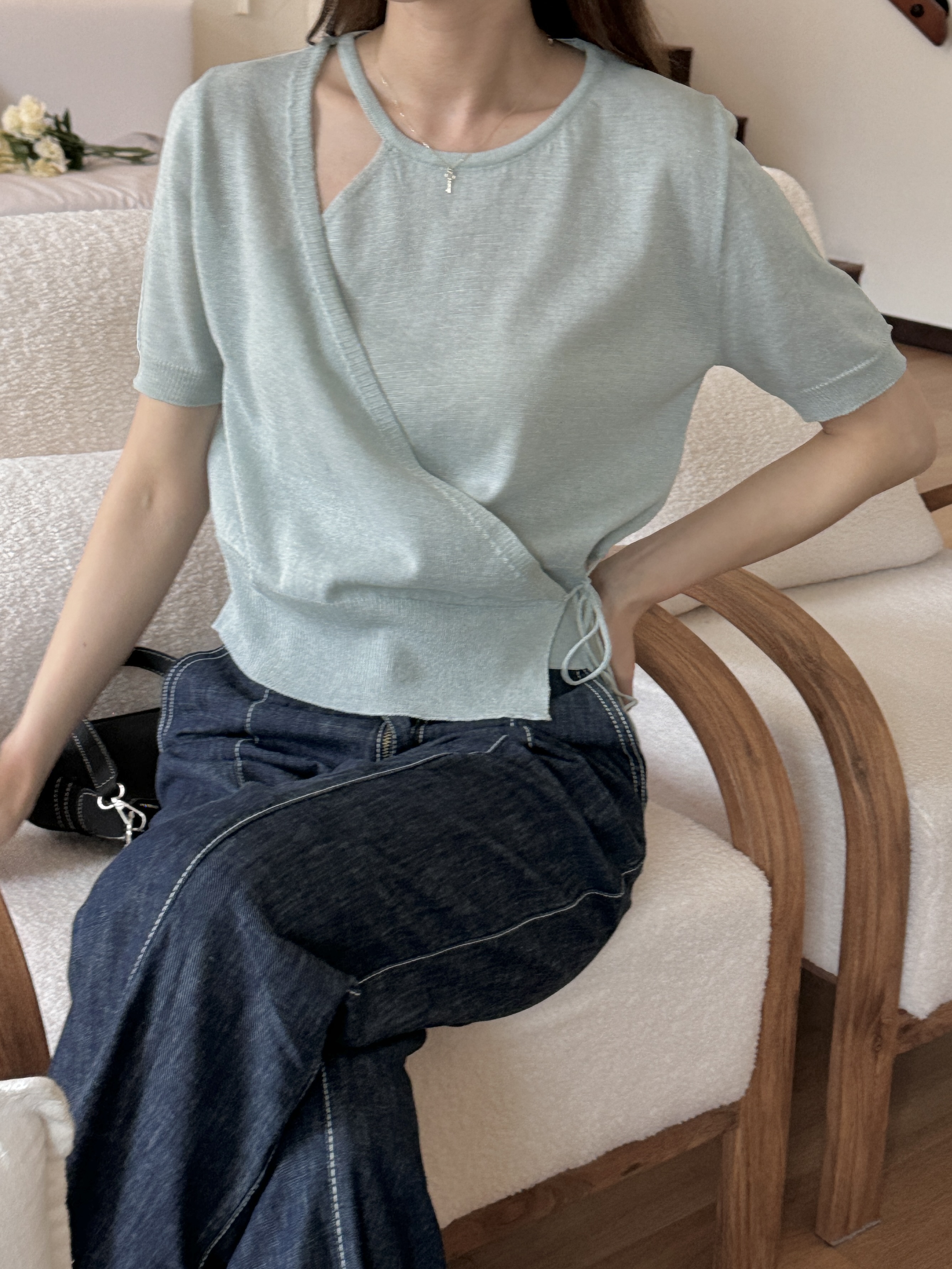 リネン混ラップアンバランスTシャツ | 詳細画像10