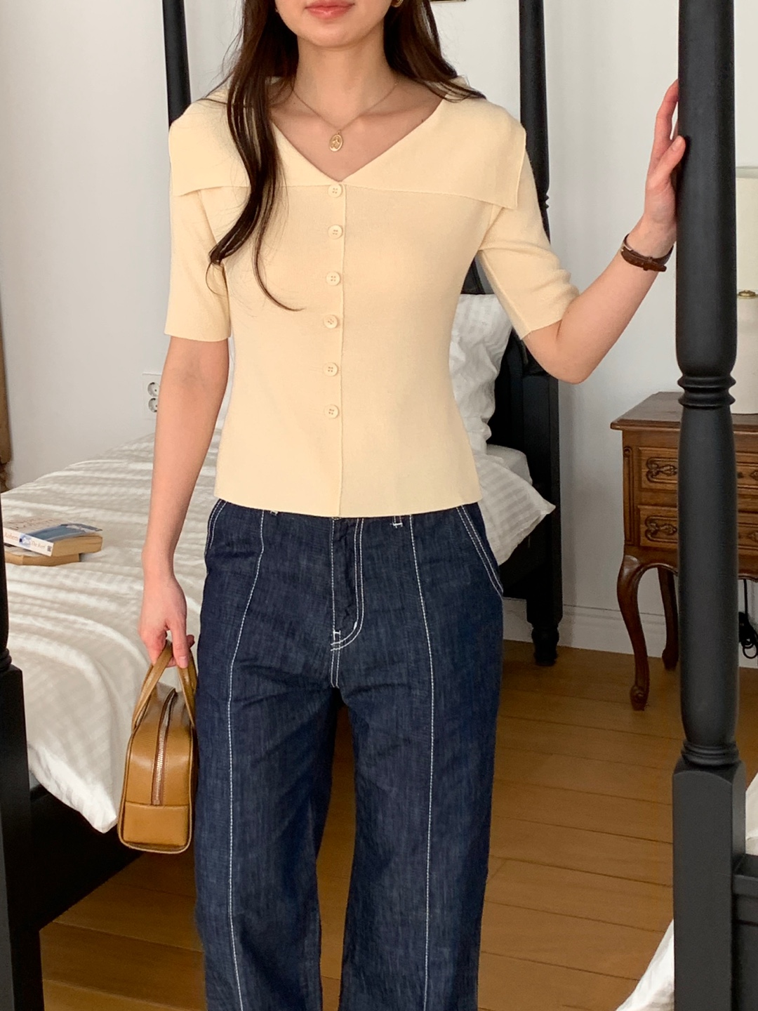 ボタンオフショルダー半袖ニット | 詳細画像5
