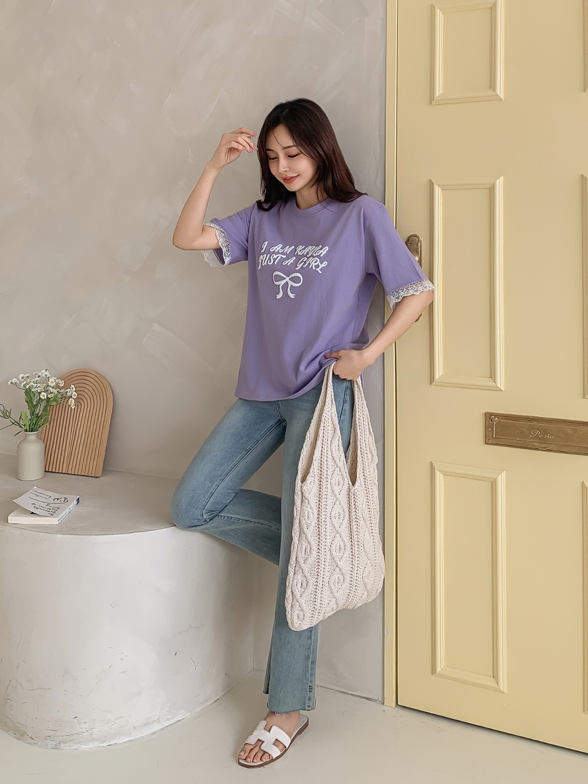 ラウンドネックレイヤード風半袖レースTシャツ | 詳細画像8