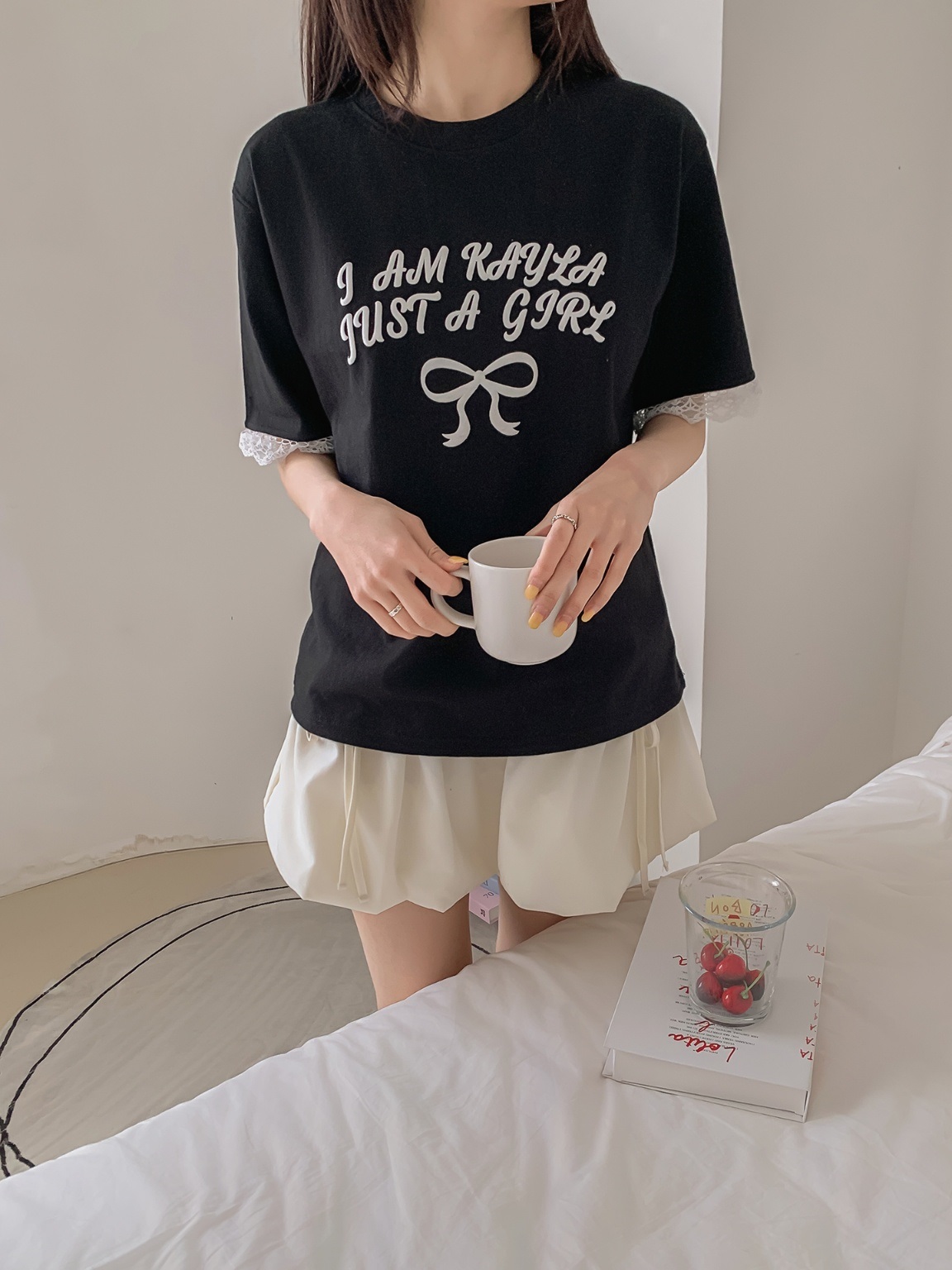 ラウンドネックレイヤード風半袖レースTシャツ | 詳細画像11