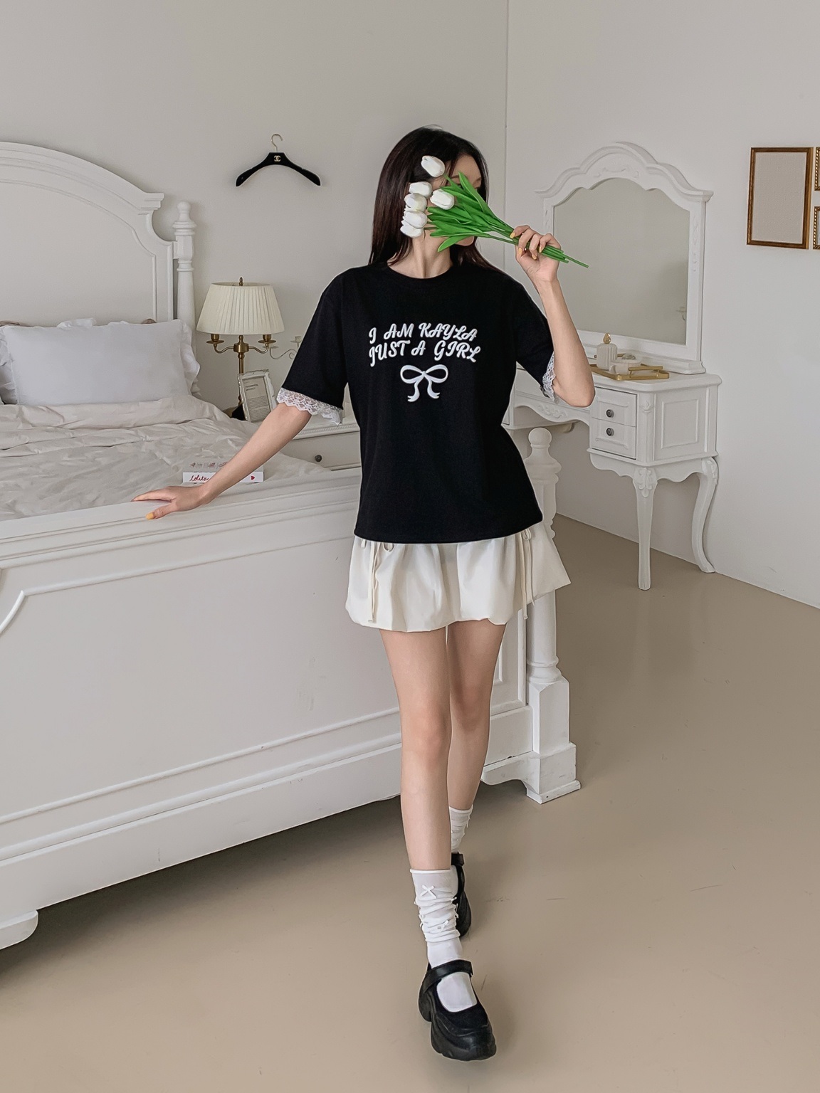 ラウンドネックレイヤード風半袖レースTシャツ | 詳細画像17