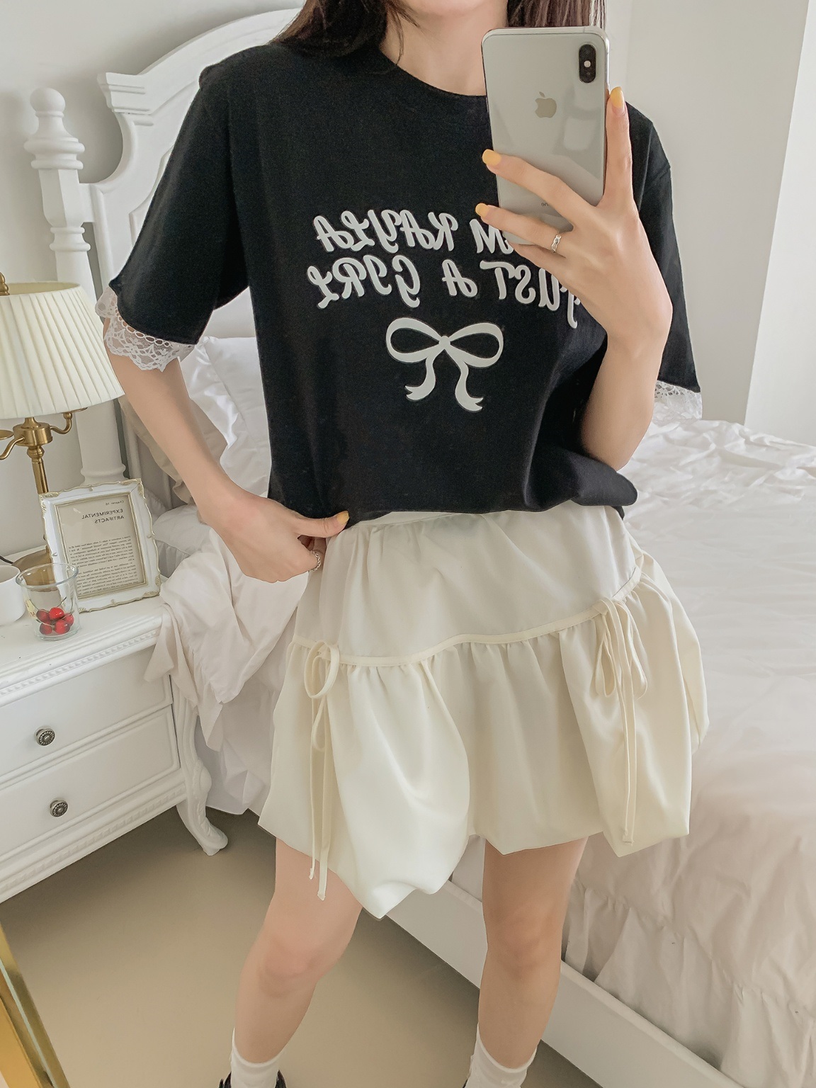 ラウンドネックレイヤード風半袖レースTシャツ | 詳細画像19