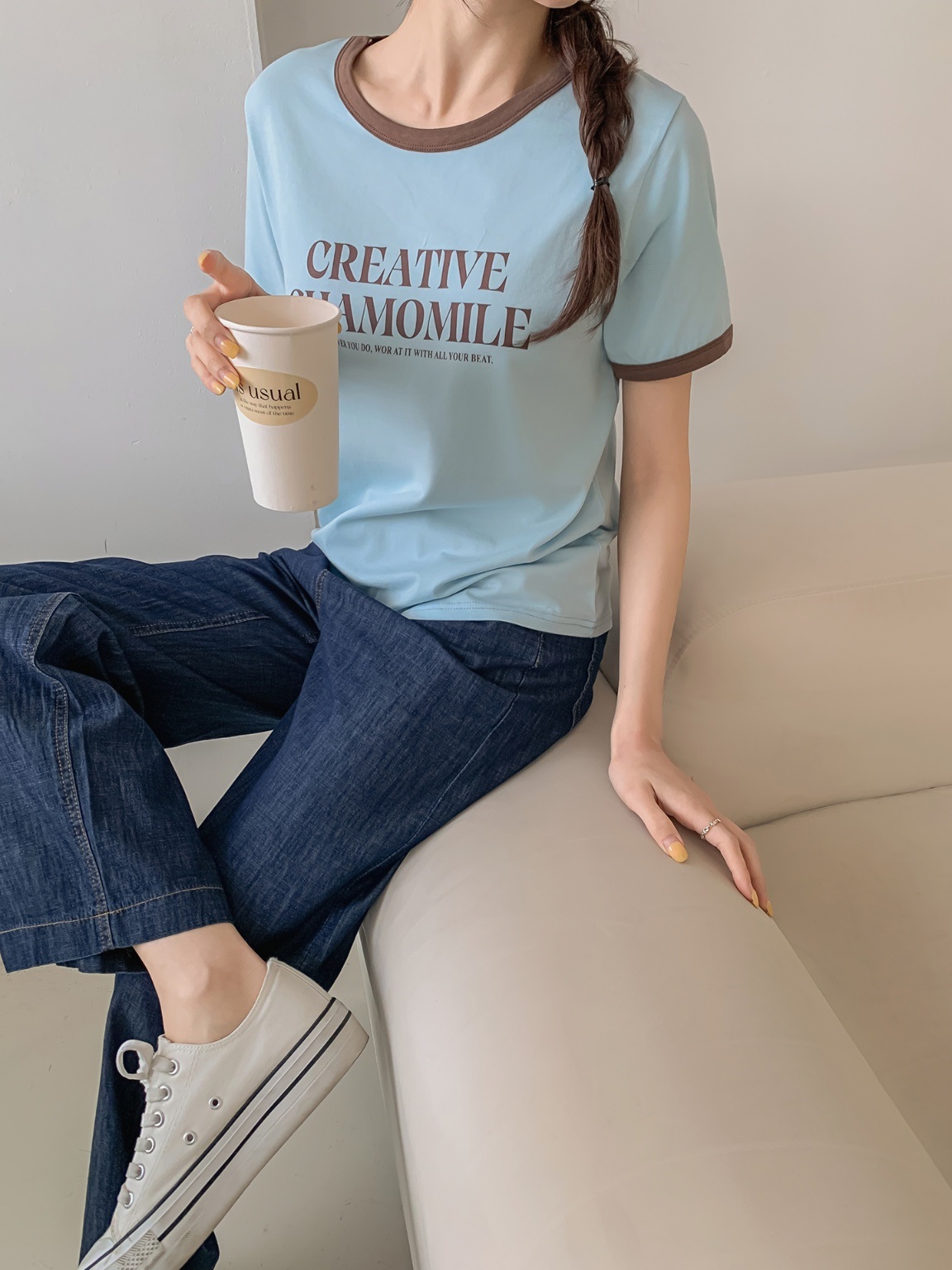 ラウンドネック半袖レタリングTシャツ | 詳細画像7