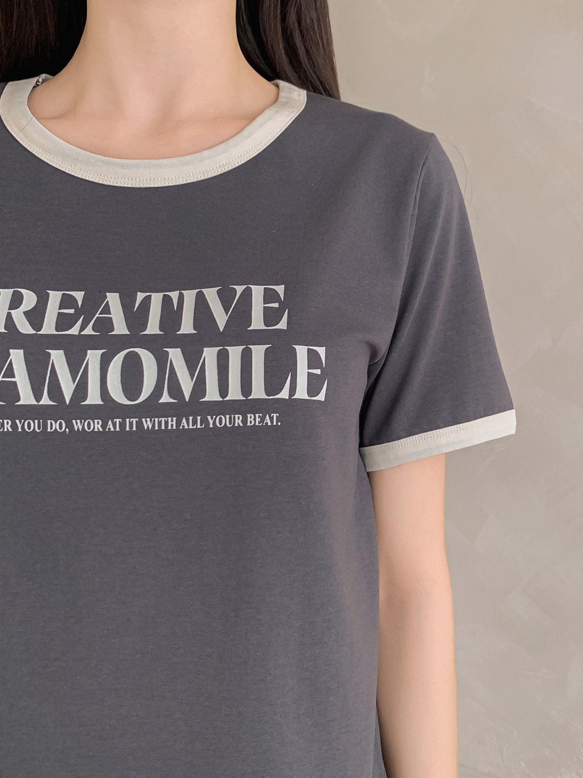 ラウンドネック半袖レタリングTシャツ | 詳細画像14