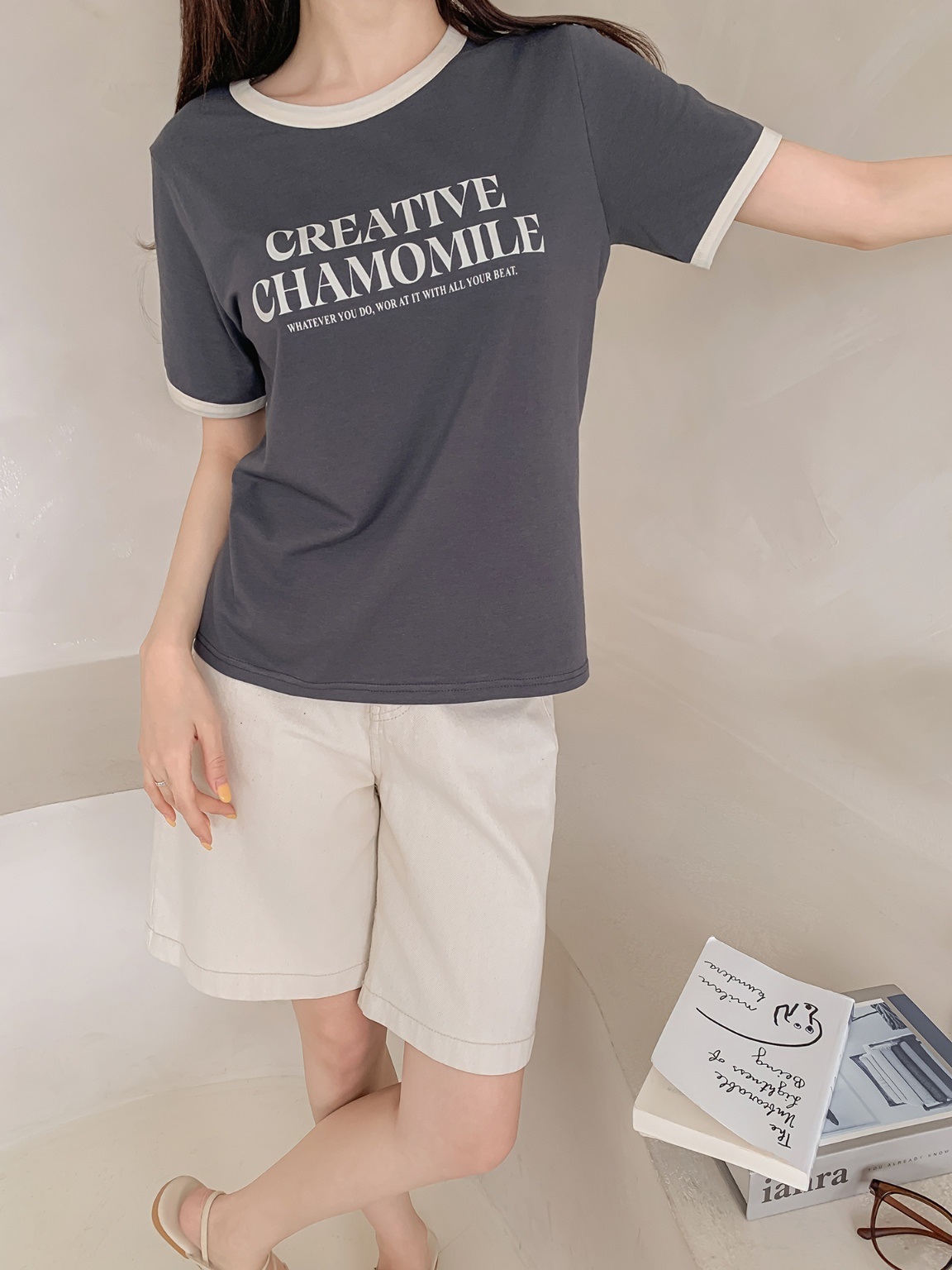 ラウンドネック半袖レタリングTシャツ | 詳細画像18