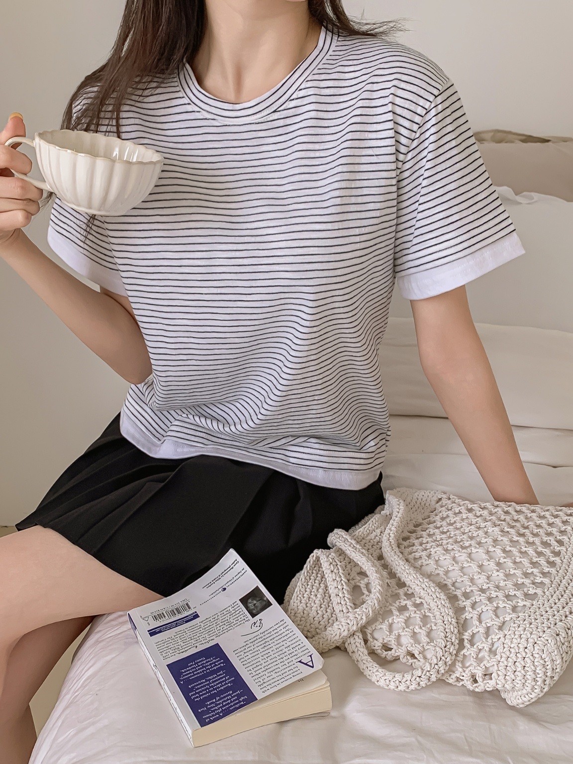 ラウンドネック半袖ボーダーTシャツ | 詳細画像8