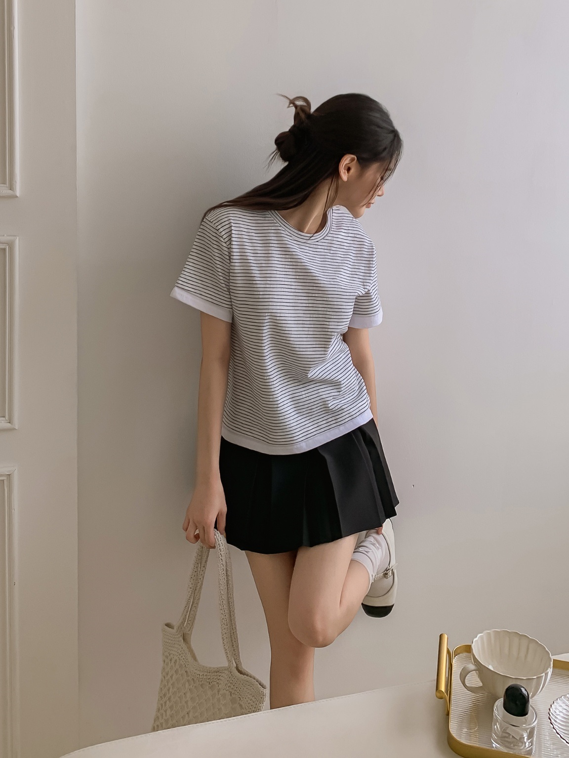 ラウンドネック半袖ボーダーTシャツ | 詳細画像9