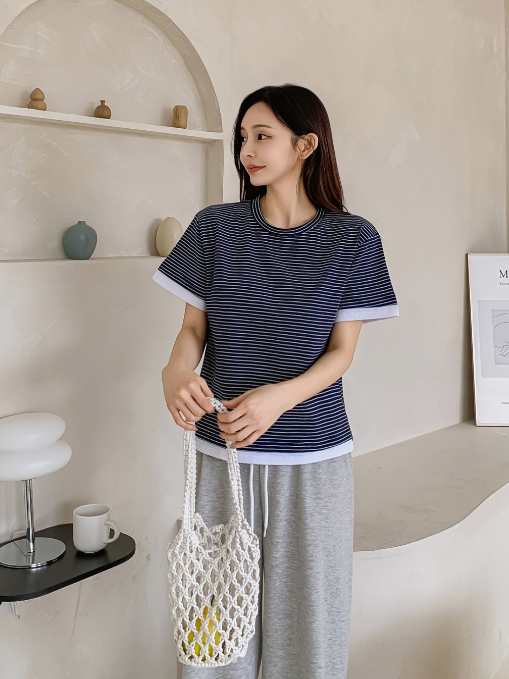 ラウンドネック半袖ボーダーTシャツ | 詳細画像11