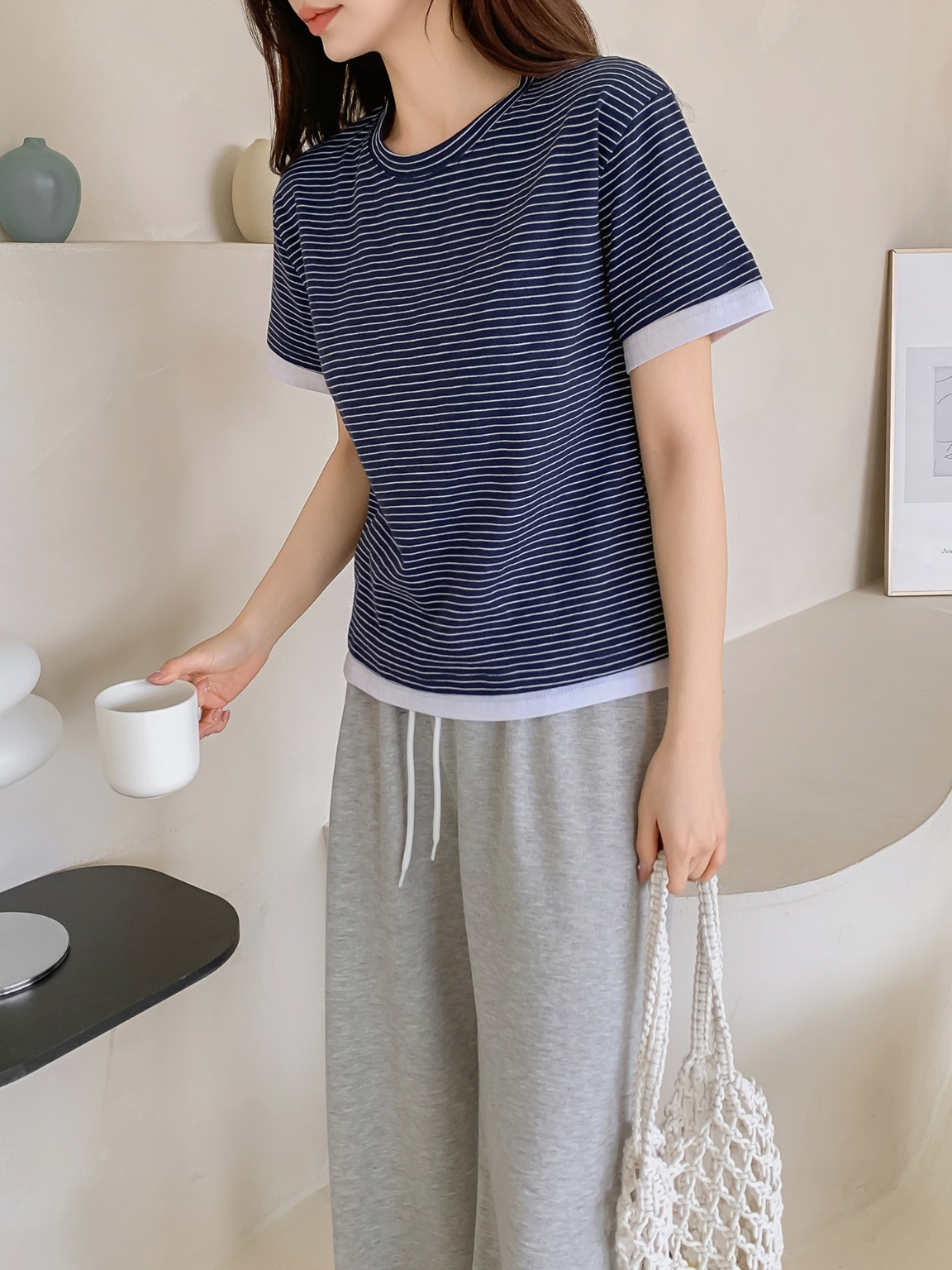 ラウンドネック半袖ボーダーTシャツ | 詳細画像12