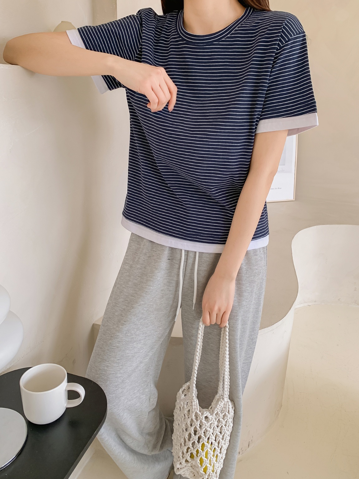 ラウンドネック半袖ボーダーTシャツ | 詳細画像15