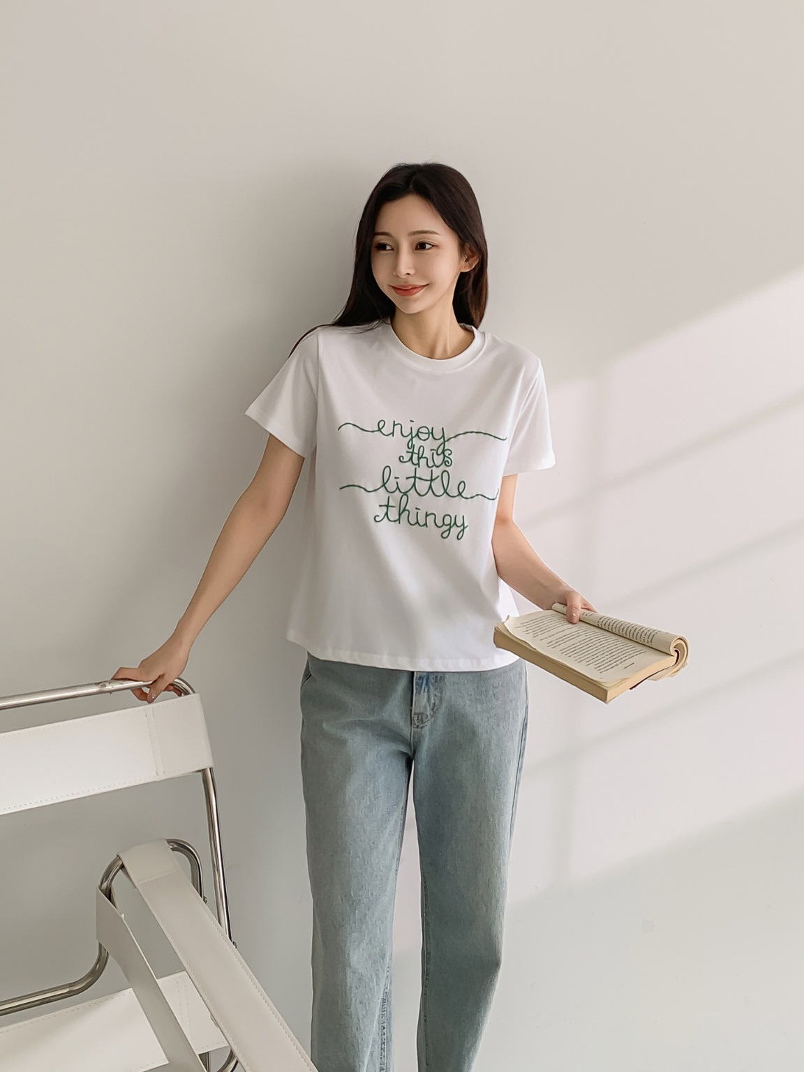 ラウンドネック半袖レタリングTシャツ | 詳細画像2