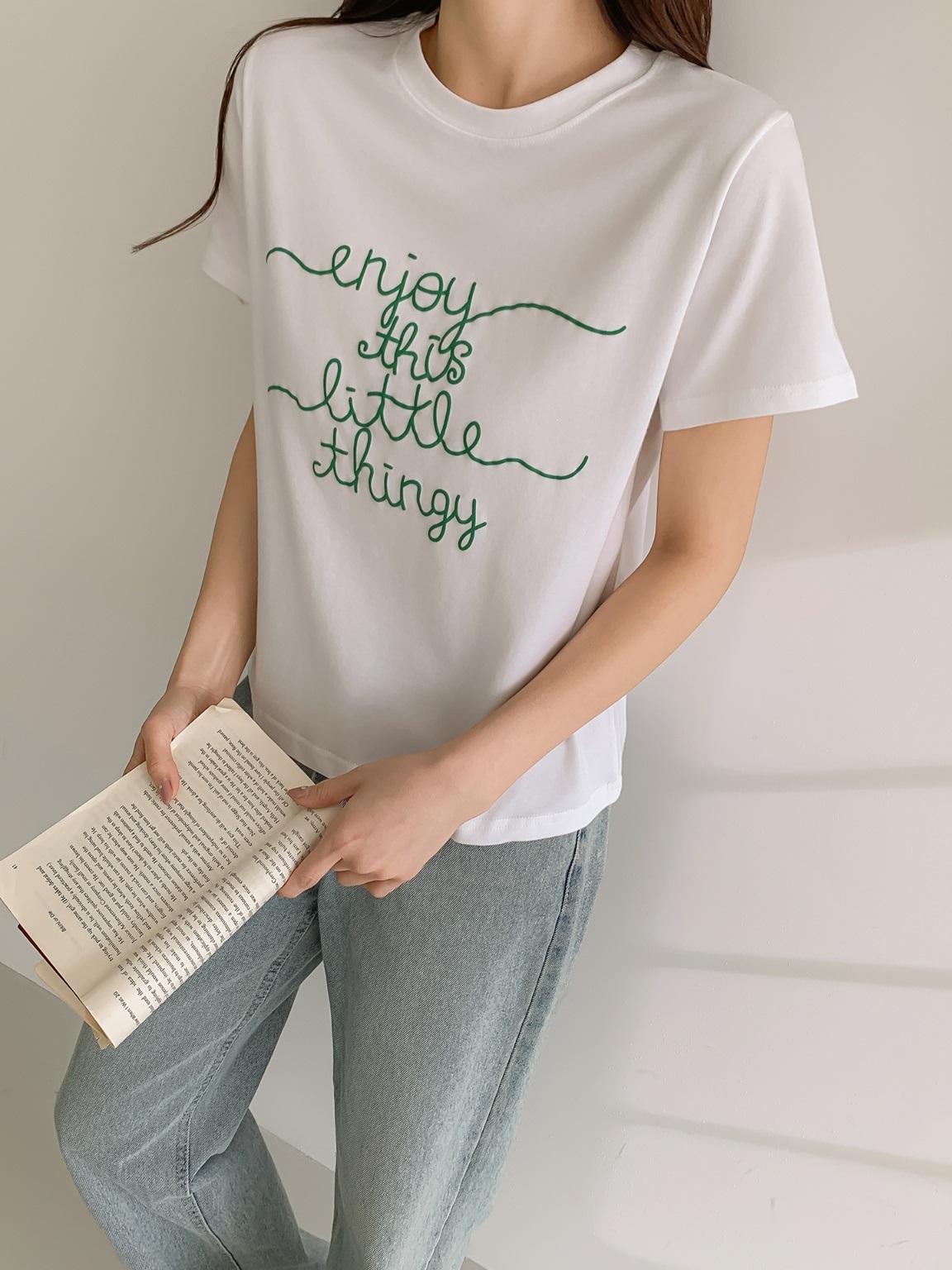 ラウンドネック半袖レタリングTシャツ | 詳細画像3