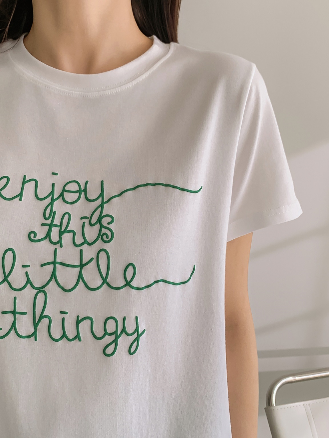 ラウンドネック半袖レタリングTシャツ | 詳細画像4