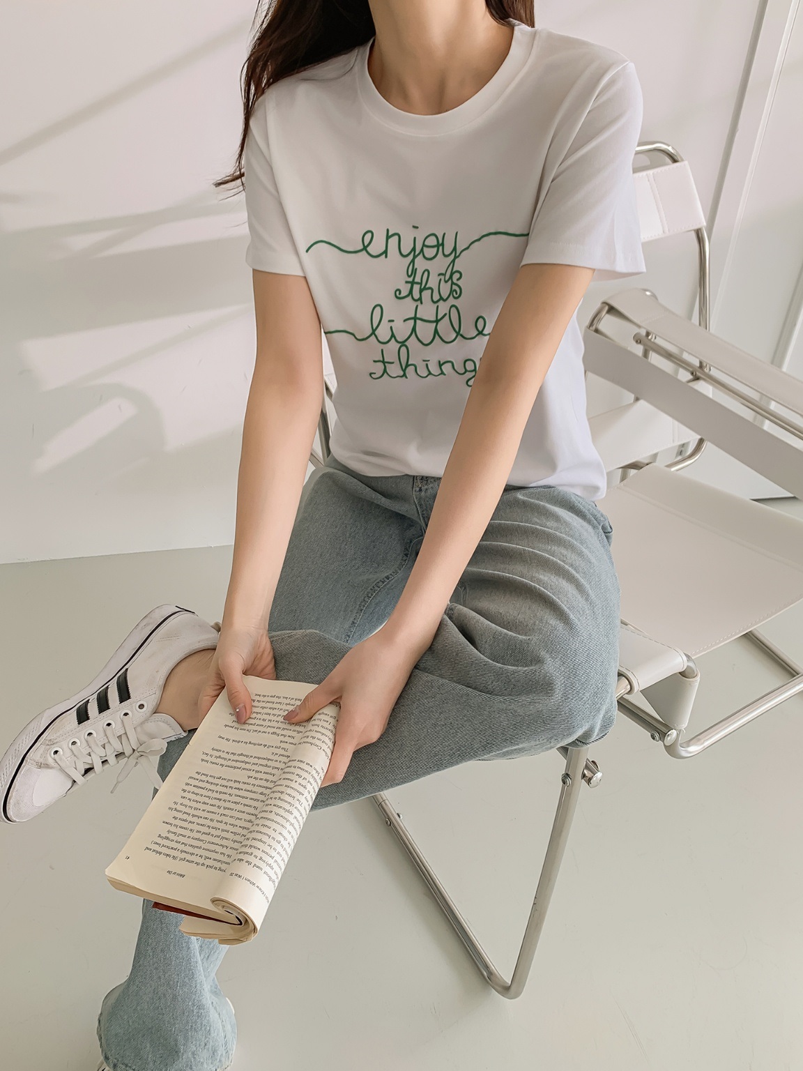 ラウンドネック半袖レタリングTシャツ | 詳細画像5