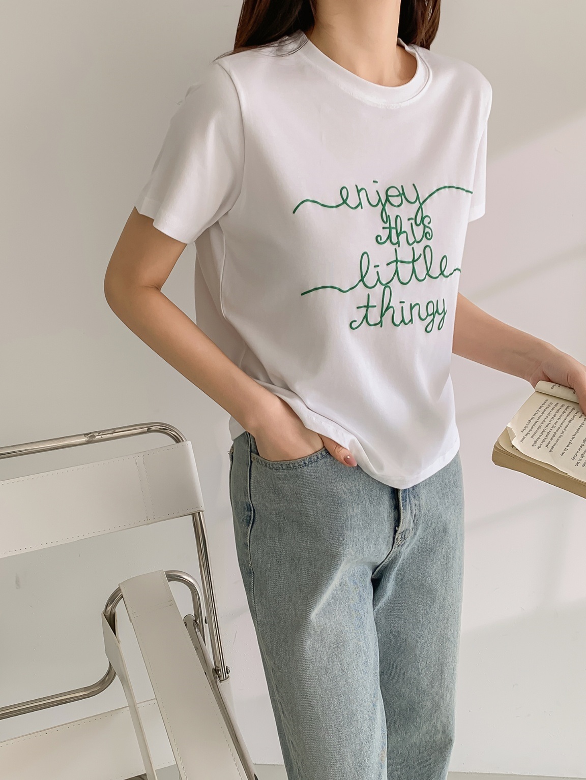 ラウンドネック半袖レタリングTシャツ | 詳細画像6