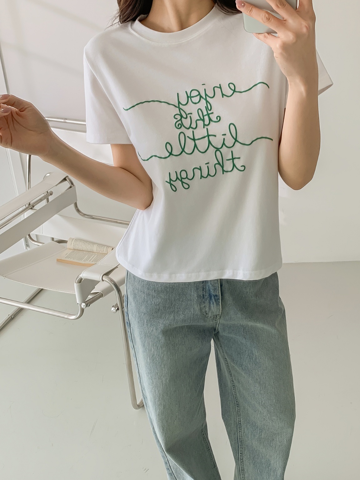 ラウンドネック半袖レタリングTシャツ | 詳細画像7