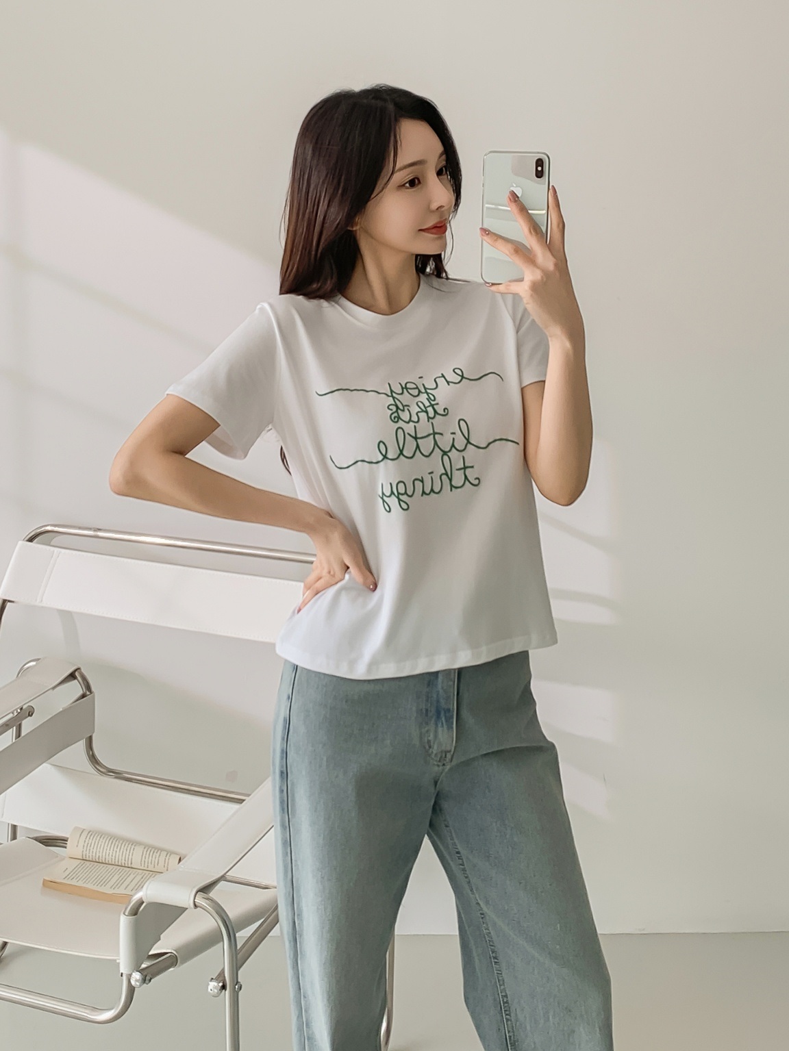 ラウンドネック半袖レタリングTシャツ | 詳細画像8