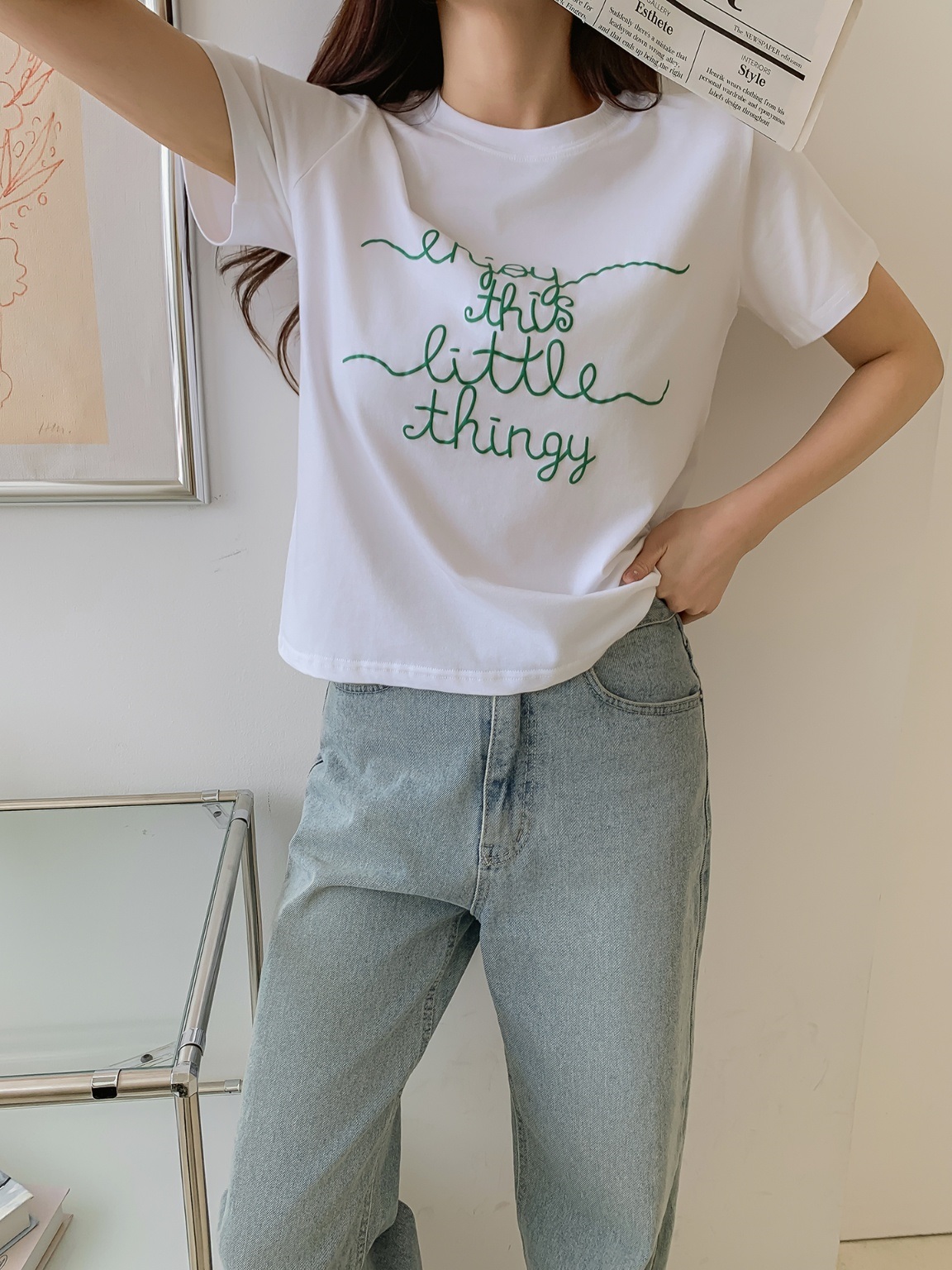 ラウンドネック半袖レタリングTシャツ | 詳細画像10