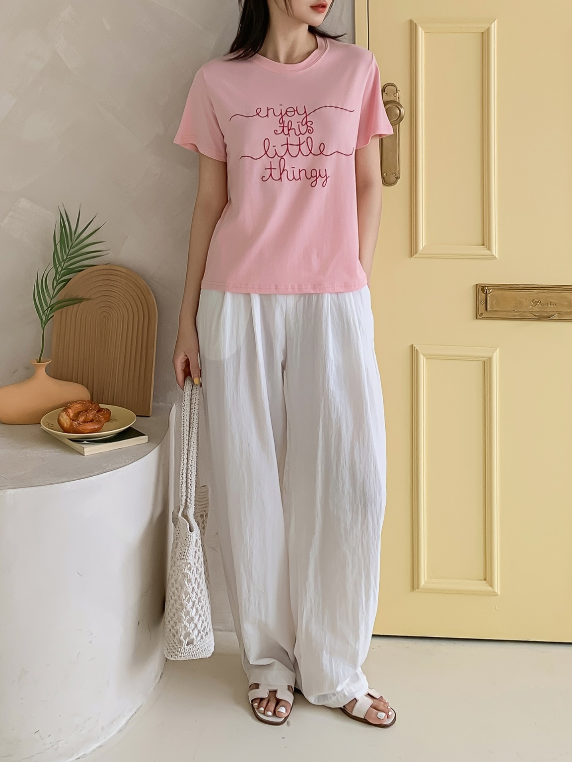 ラウンドネック半袖レタリングTシャツ | 詳細画像11