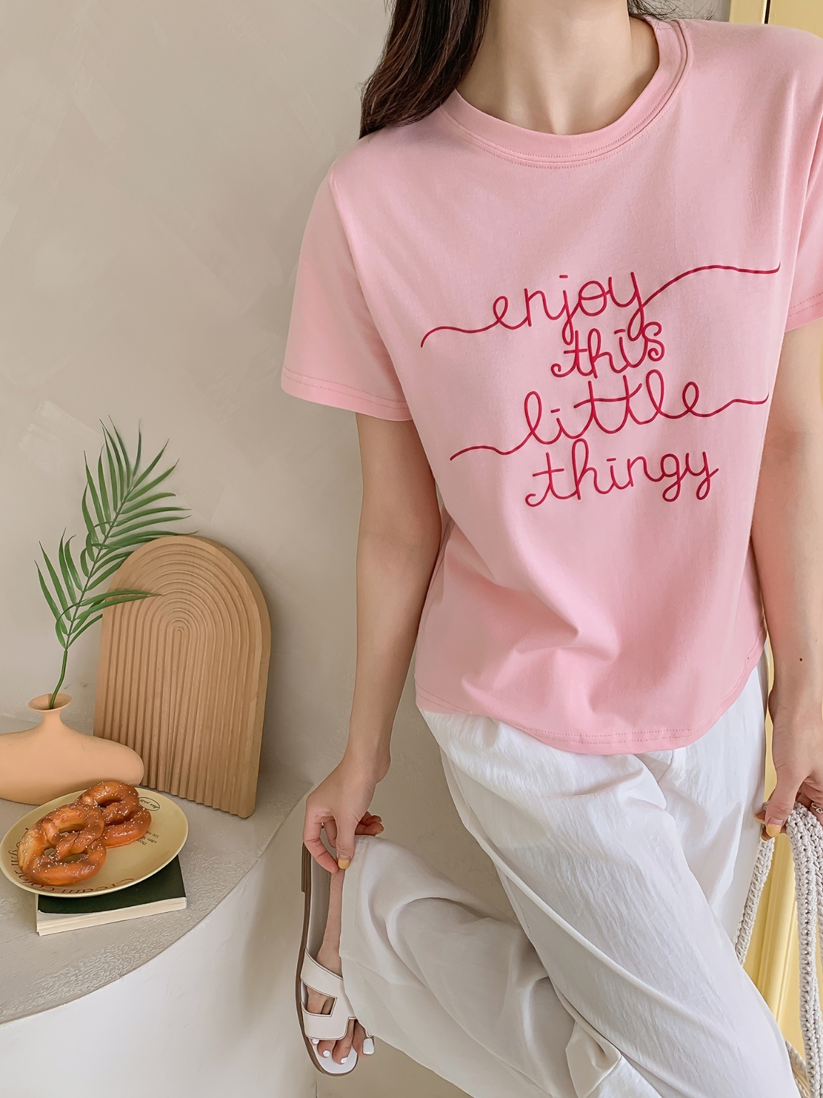 ラウンドネック半袖レタリングTシャツ | 詳細画像12
