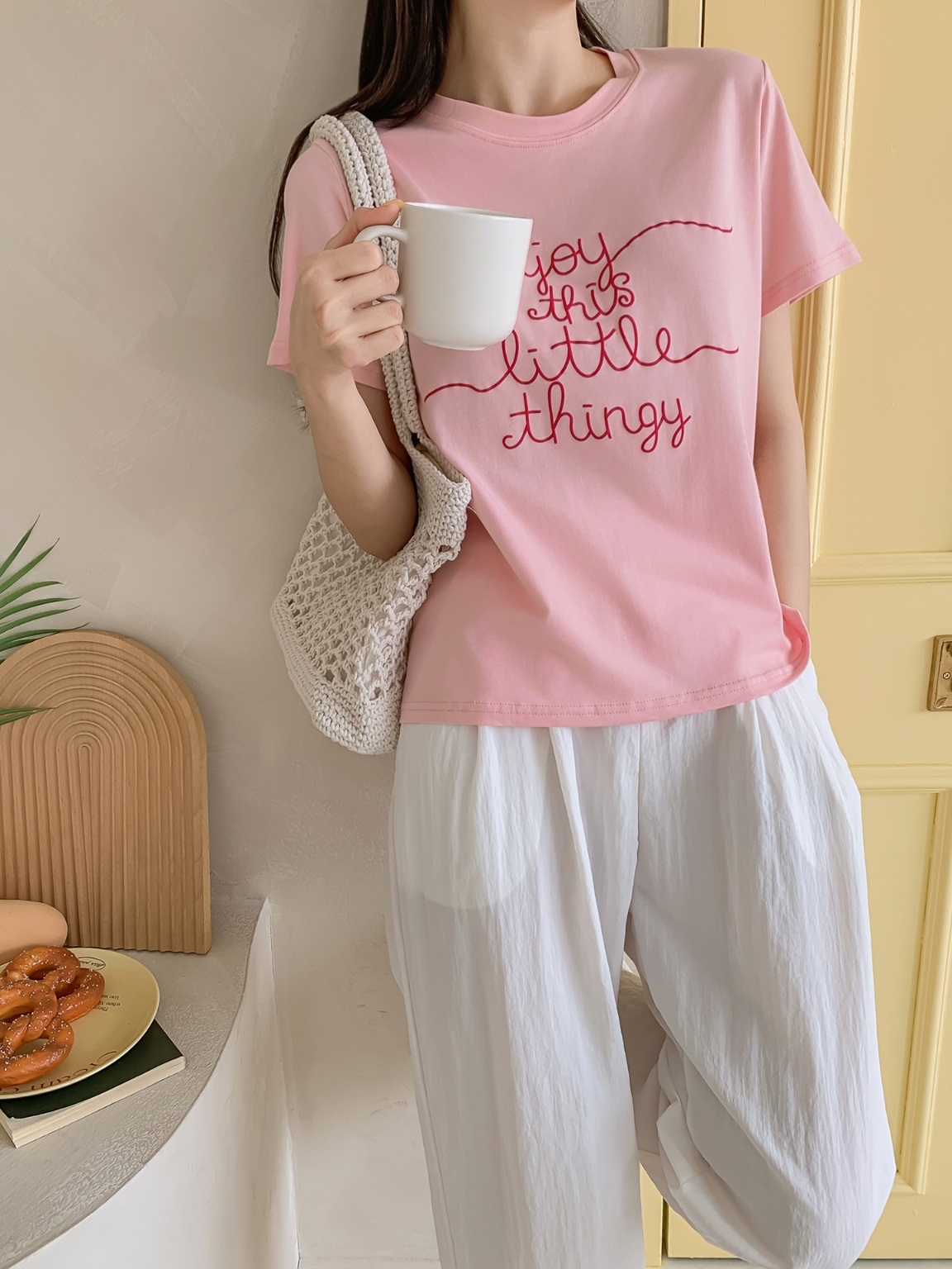 ラウンドネック半袖レタリングTシャツ | 詳細画像16